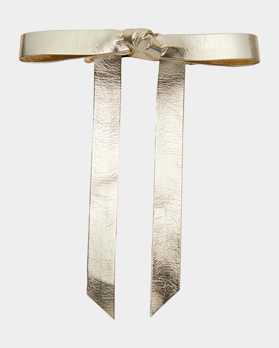 Bardot Bow Metallic Faux Leather Barrette